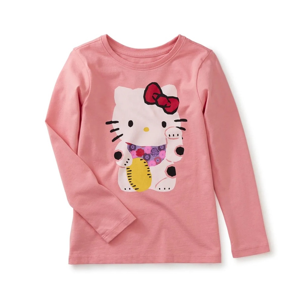 Tea Collection Pink Hello Kitty Long Sleeve Tee with Red Bow